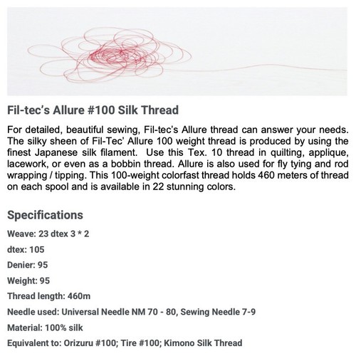 Fil-tec Allure 100 Silk Thread, 23 dtex 3x2, 460m, 22 Stunning Colors - Picture 3 of 28