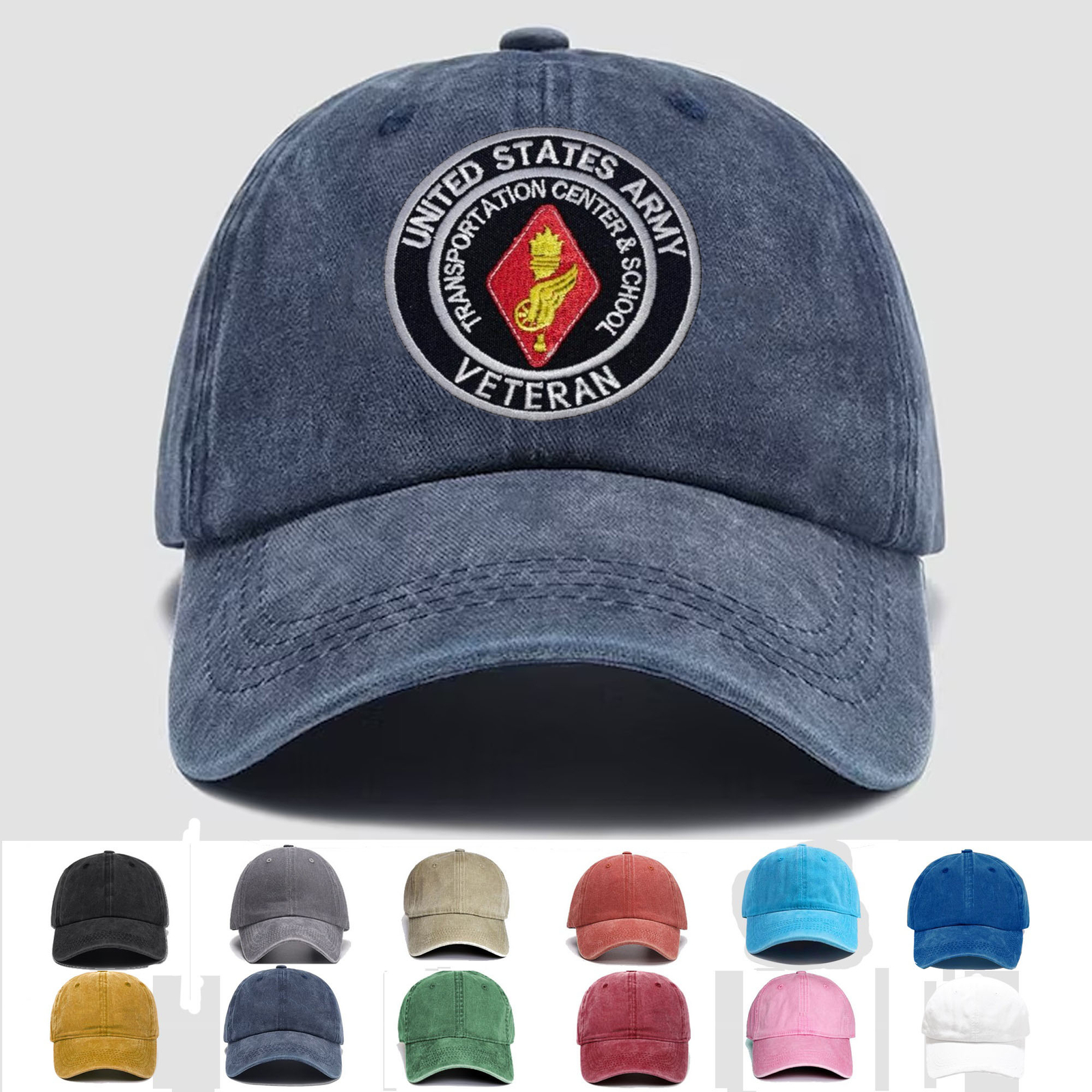 Custom Embroidered US Army Transportation Center & School Veteran, Trucker Hat