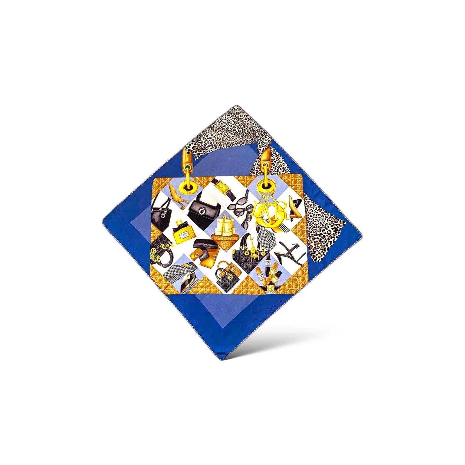 Christian dior écharpe en soie sac imprimé complet par mosaïque vêtements CD taille 90 X 90 cm