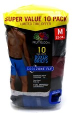 10 Blue Gray Red Medium M 32-34 Inch Boxer Briefs Fruit Of The Loom M 81-86 CM