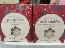 2 - Exfoliating SNOWFLAKE Spongeables Body Wash In a Sponge Spa Anti Cellulite