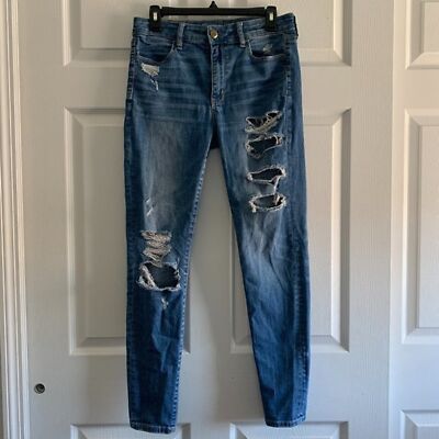 American Eagle Outfitters Super Stretch X  Distressed Jeans  Size 8 AEO 