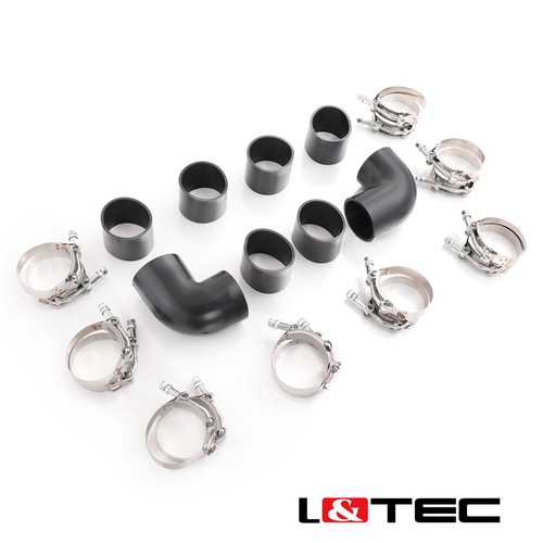 L&TEC 2.5" Turbo Intercooler Kit Aluminio Cepillado Manguera Abrazadera Universal - Imagen 3 de 4