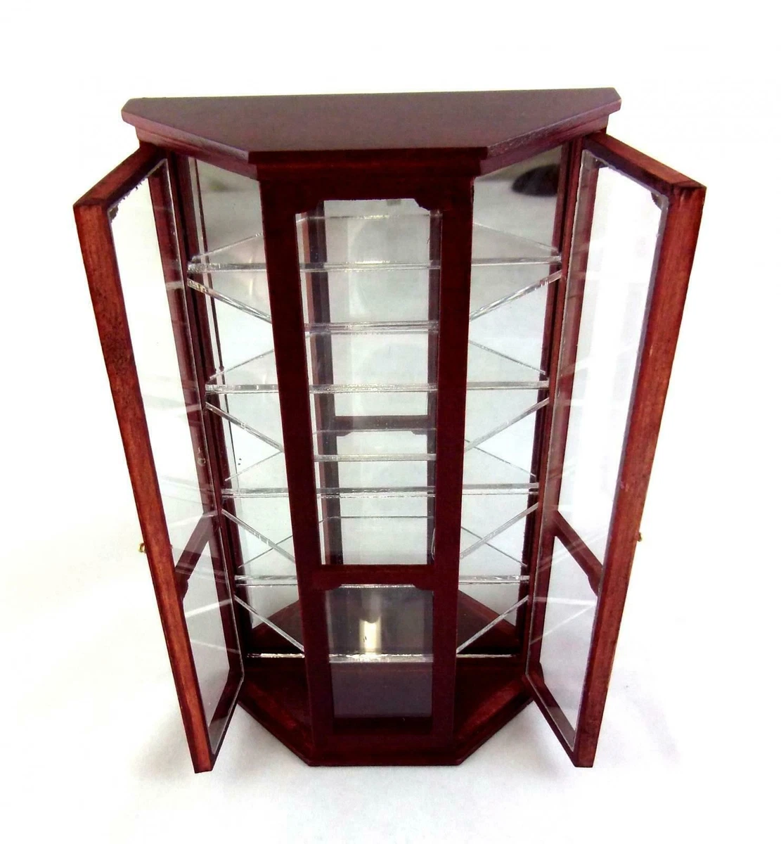 Dolls House Mahogany Mirrored China Cabinet Curio Shop Display