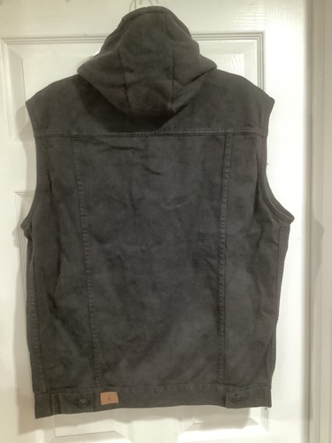 Vntg Men`s Denim Vest With Hoodie Sleeveless I-link Jeans Jacket Size 2 XL - Picture 4 of 8