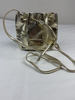 Victoria s Secret Gold Metallic Faux Leather Mini Bucket Crossbody Bag Purse