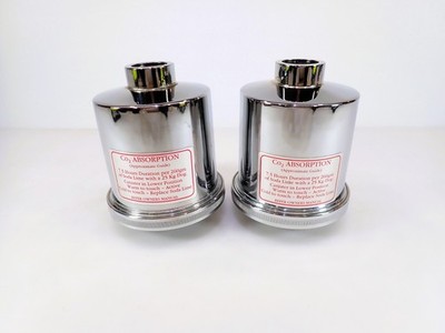 Pair Vintage Vet Anesthesia CO2 Soda Lime Absorber Canisters Chrome Medical