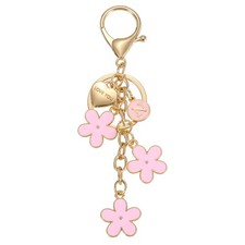 Initial Letter Keychain with Love You Heart, Flower Keychain, Alphabet N Pink
