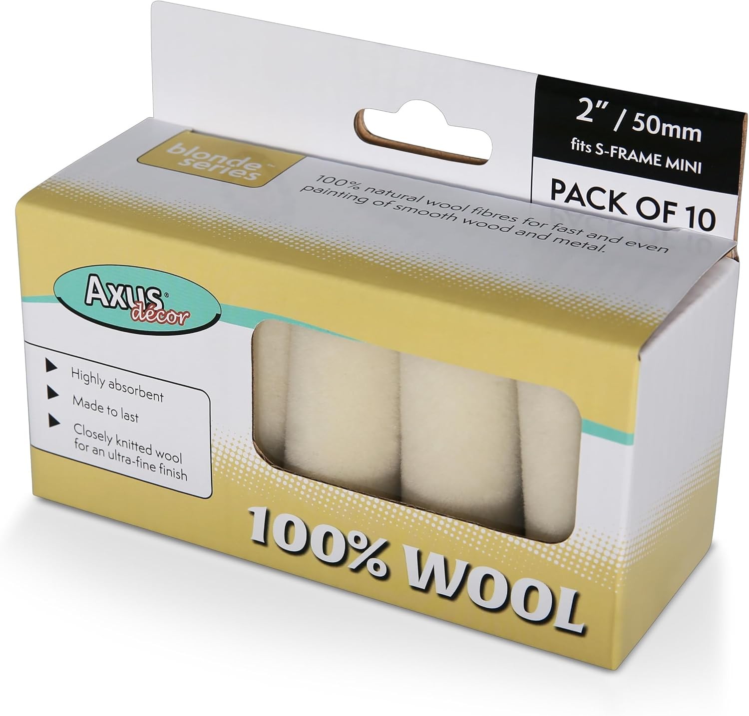 Axus Decor 100% Wool Roller (Blonde Series) Paint Roller Sleeve for Painting, M