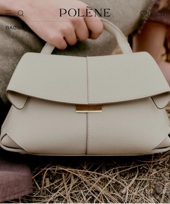 Polene Mokki Mini Textured Chalk Leather Handbag