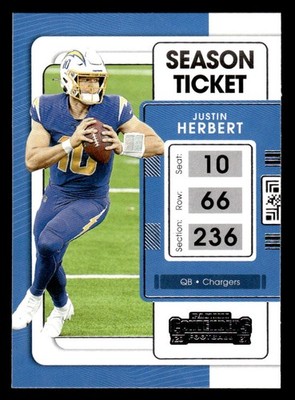 2021 Panini Contenders #51 Justin Herbert Season Ticket Near Mint