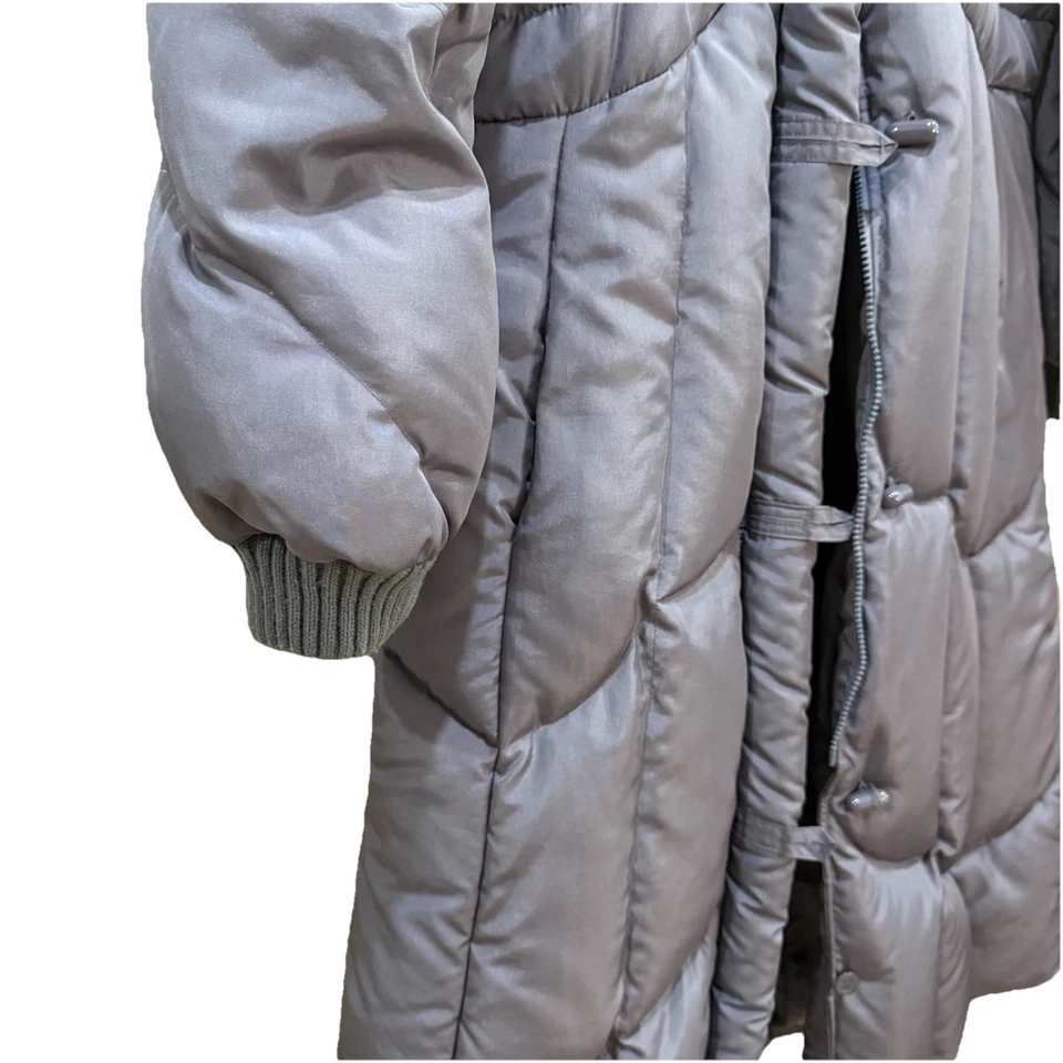 THE WATERS EDGE Vintage Long Pale Lavender Down Puffer Coat Sz Petite M - Image 4 of 4