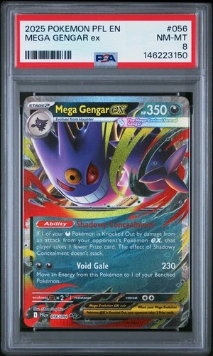2025 POKEMON PFL EN-PHANTASMAL FLAMES #056 MEGA GENGAR EX PSA 8