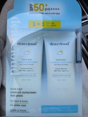dearcloud Tone Blur Essence Sunscreen Duo SPF 50 NEW IN PACKAGE 1.69 fl oz