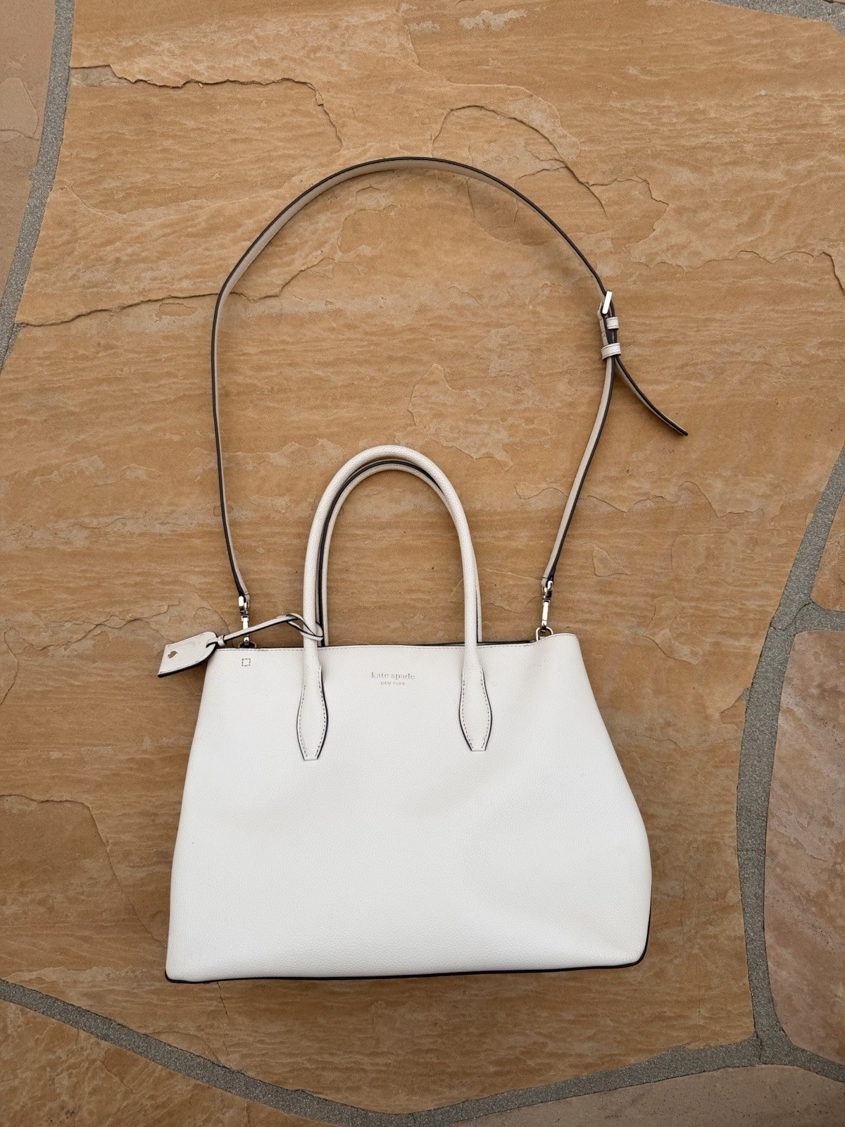 Kate Spade New York Handbag Purse Harper Satchel in Leather Ivory thumbnail 2