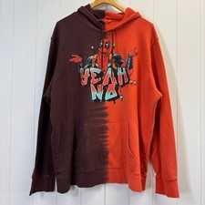 Marvel Deadpool Hoodie Men Size 2XL Graphic Print Grunge Streetwear Comic Book
