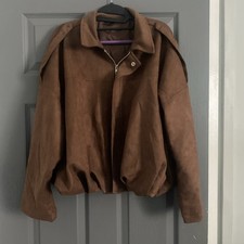 Ladies Faux Suede Blouson Jacket Full. Zip And Poppers Rusty Brown Size S (8/10)