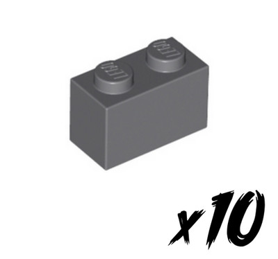 10x LEGO 3004   1x2 Stein   Brick   dunkelgrau   Dark Bluish Gray