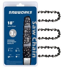 3-Pack 18 Inch Chainsaw Chain, 3/8" LP Pitch .050" Gauge 61 Drive Links Fits ...