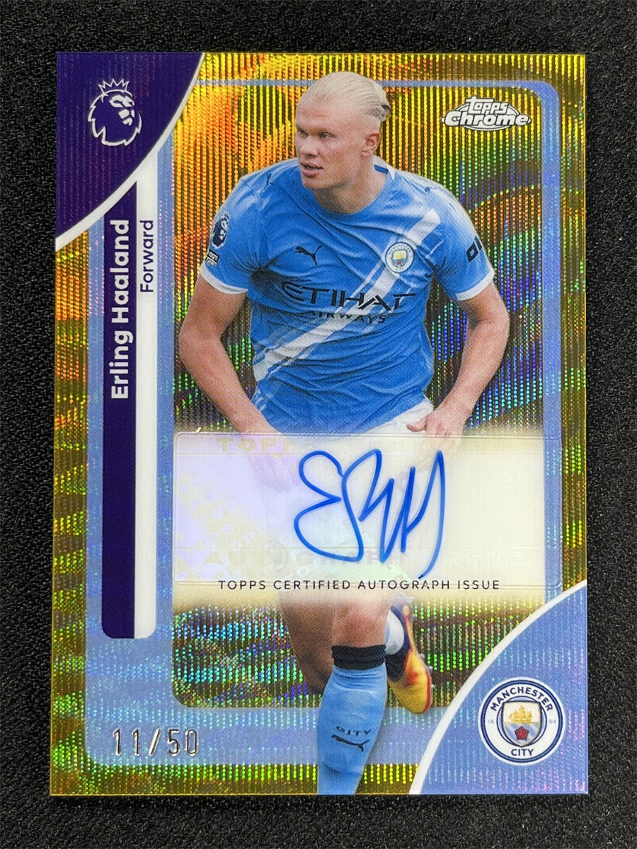 2026 Topps Chrome Premier League Erling Haaland Gold Wave Authentic Auto /50