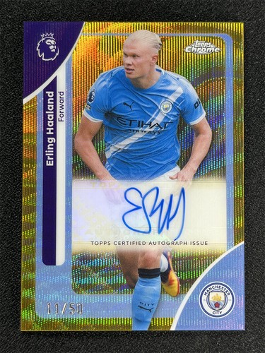 2026 Topps Chrome Premier League Erling Haaland Gold Wave Authentic Auto /50