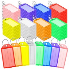 WYOMER 120 Pcs 8-Color Plastic Key Tags with Ring, Label Window  Labels - Ide...