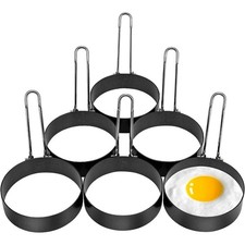 6 Pack Griddle Egg Rings for Frying, Stainless Steel Non-Stick Molds Round Maker