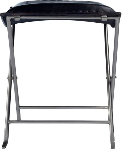 Black Leather Melton Stool-Butler Specialty - Picture 3 of 5