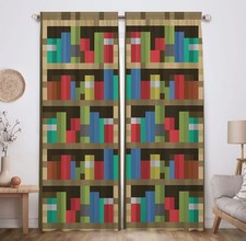 Allenjoy Pixelated Bookshelf Window Curtains for Kids Boys Girls Room Nursery 82