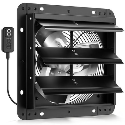 10'' Shutter Exhaust Fan 900 CFM EC Motor Variable Speed Timer Wall Mount 115V