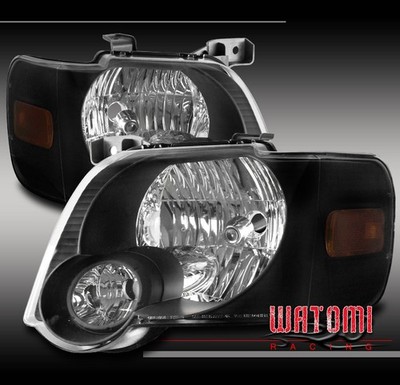 FOR 06-10 FORD EXPLORER/07+ SPORT TRAC CRYSTAL HEADLIGHTS LAMPS BLACK LEFT+RIGHT