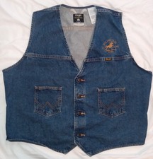 XXL 2XL men's Wrangler Yellowstone Dutton Ranch blue jean denim vest embroidery