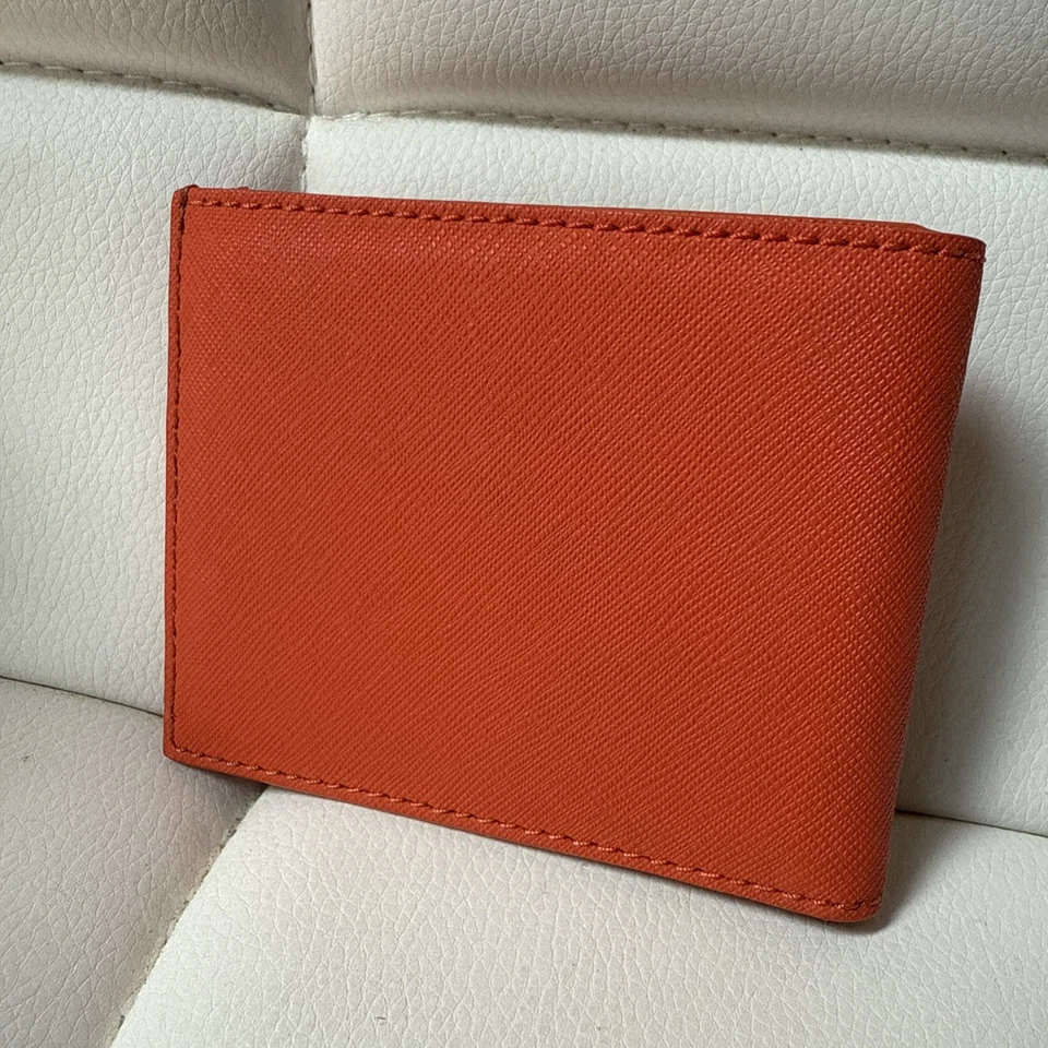 Jack Spade New York Orange Wesson Leather Bifold Pocket Wallet Bill Holder MINT - Image 4 of 4