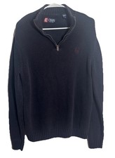 Chaps Men  s Sweater M Navy Blue Cotton Quarter Zip Mock Neck Pullover Knit