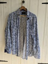 Guide London Shirt Mens XL White Navy Floral Print Flip Cuff