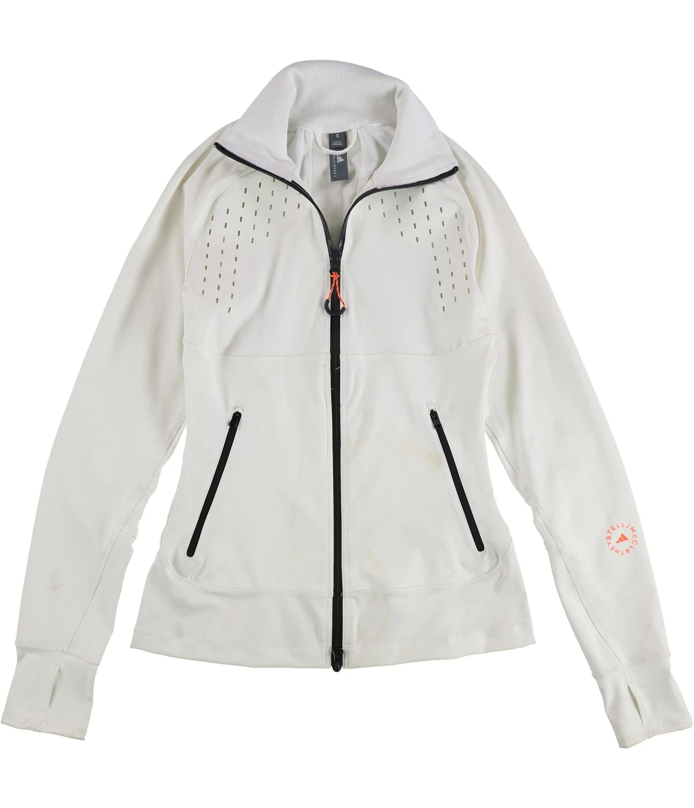 OFF WHITE Adidas Giacca da Pista Donna Traforata Elasticizzata Bianco Off S