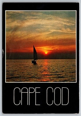 Sailing at Sunset. Cape Cod, Mass Continental Postcard