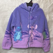 DISNEY Lilo  Stitch Plush Sherpa Hooded Purple Jacket GIRLS SIZE 6-6X NEW