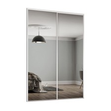 Spacepro Mirrored Sliding Wardrobe Door White Frame Single Panel 2220mm 1828mm!!