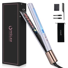 IG INGLAM Titanium Flat Iron Hair Straightener Curling Iron 1 Inch Infrared Nega
