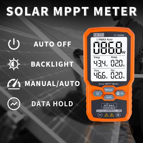 ZIBOO Solar MPPT Meter Photovoltaic Multimeter PV Module Power Tester FT-1000W✦K