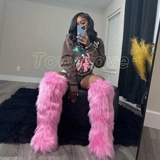 Winter Thigh High Fluffy Boots Furry Faux Fur New Plush Knee High Fur Boot