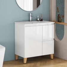 31.5-Inch Modern Bathroom Vanity With Sink Combo, Cabinet with 1 Doors and 2 D