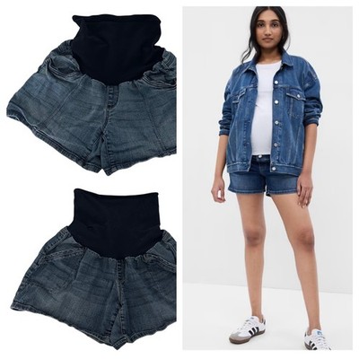 Lot (2) Oh Baby Motherhood Maternity Shorts Large 12 14 Jean Denim Full Panel W