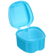 Light Denture Box Case Dental False Teeth Storage Container with Rinsing Basket