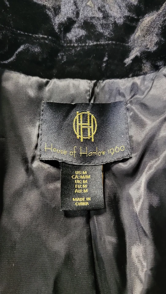 Blazer House of Harlow 1960 para mujer mediano negro chaqueta de terciopelo elegante forrado elegante Foto 2 de 4