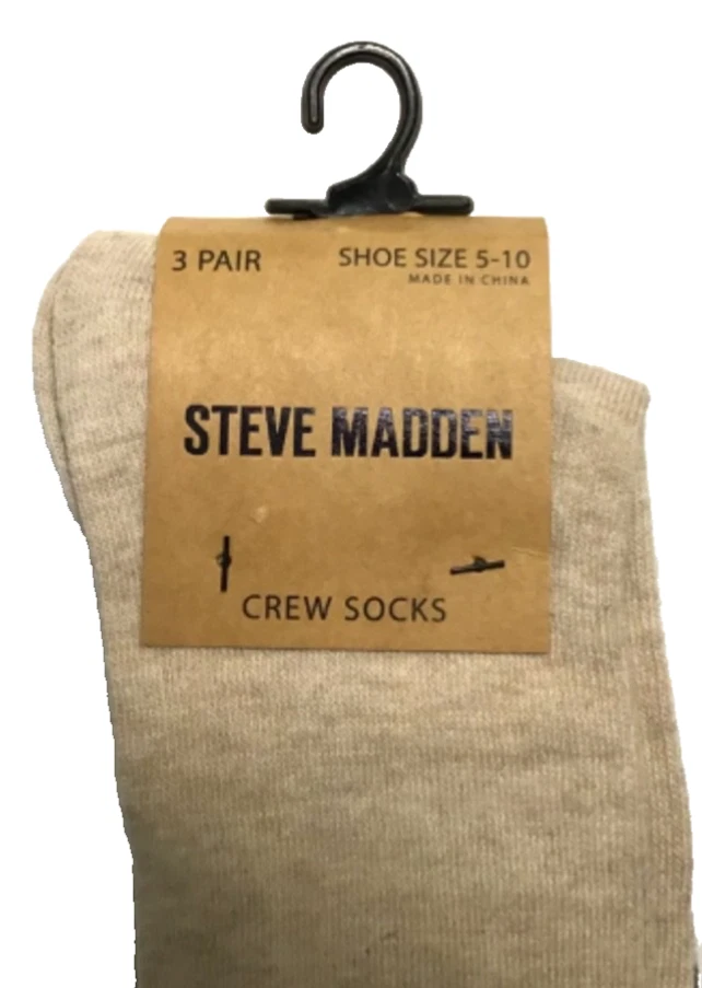 Steve Madden Women's Crew Socks 3 Pair Shoe Sz 5-10 Pink, Grey & Black NEW - Image 3 of 4