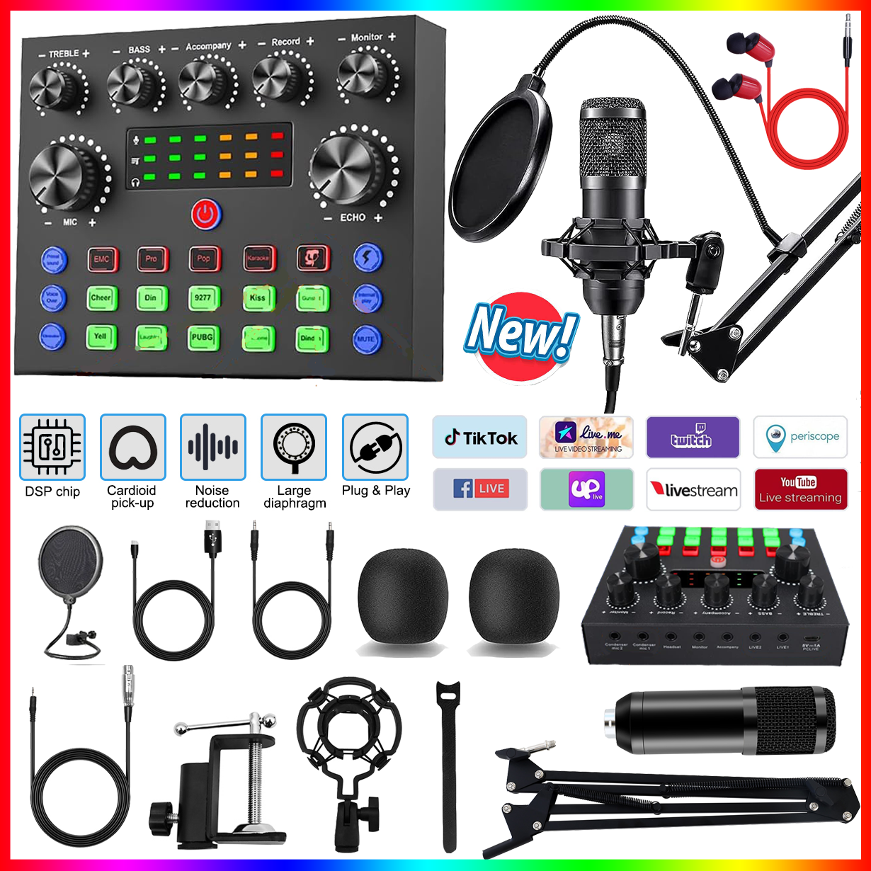 Complete Home Studio Recording Kit Mixer Condenser Mic for Music Podcast NEW eBay