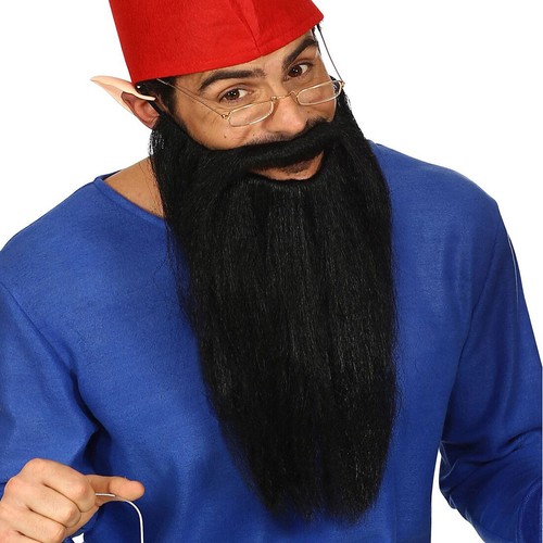 Rocker Zwergen-Bart Langer ZZ Top Bart mit Schnurrbart Schwarz Kostümzubehör - Bild 2 von 3