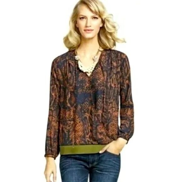 Cabi #101 Border Wrap Python Print Blouse Women's… - image 7